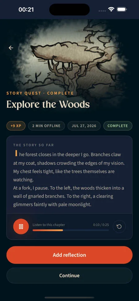 Emberglow app: Return to the story