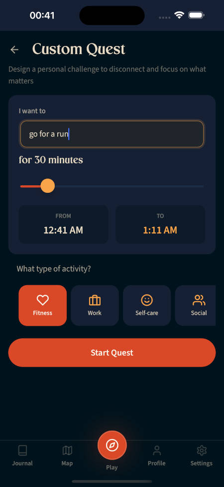 Emberglow app: Pick your quest